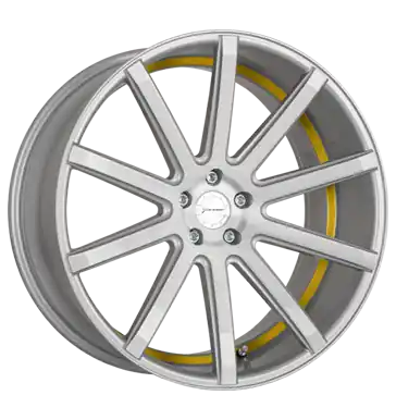 Saisonangebot Corspeed Deville silver-brushed-Surface/undercut Colour Trim gelb 9x20 ET40 5x114,3 CB73.1